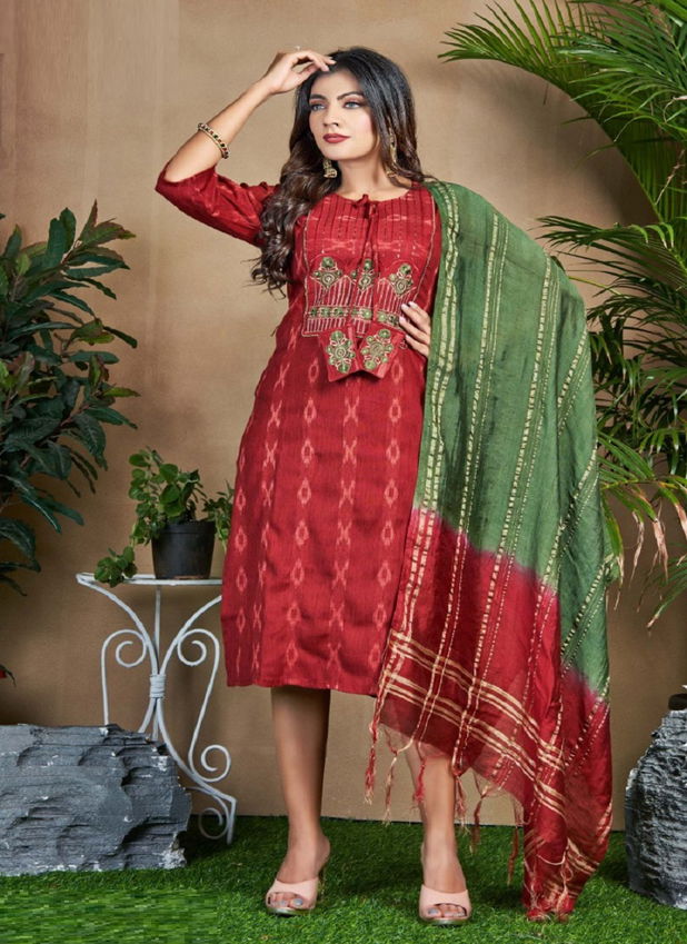 Rung Preet Fancy Regular Wear Heavy Rayon Kurti With Dupatta Collection